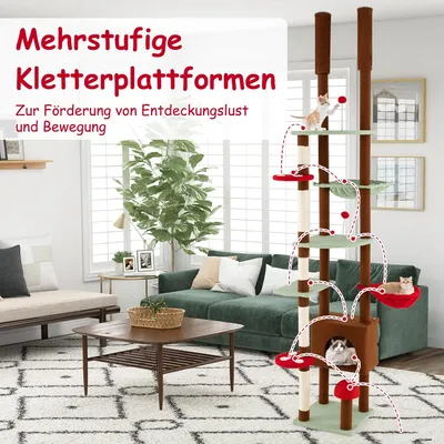 Giantex Höhenverstellbarer Kratzbaum Mit Höhlen,Plattformen Und Spielbällen Giantex Höhenverstellbarer Kratzbaum Mit Höhlen,Plattformen Und Spielbällen