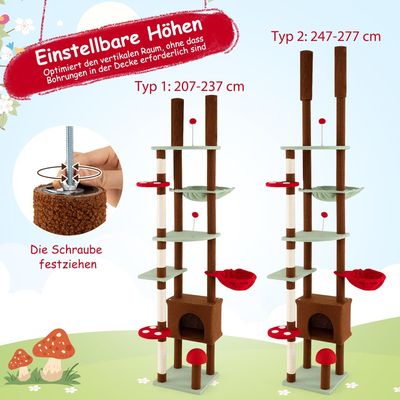 Giantex Höhenverstellbarer Kratzbaum Mit Höhlen,Plattformen Und Spielbällen