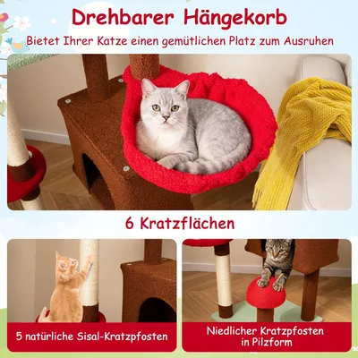 Giantex Höhenverstellbarer Kratzbaum Mit Höhlen,Plattformen Und Spielbällen Giantex Höhenverstellbarer Kratzbaum Mit Höhlen,Plattformen Und Spielbällen