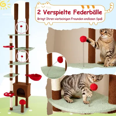 Giantex Höhenverstellbarer Kratzbaum Mit Höhlen,Plattformen Und Spielbällen Giantex Höhenverstellbarer Kratzbaum Mit Höhlen,Plattformen Und Spielbällen