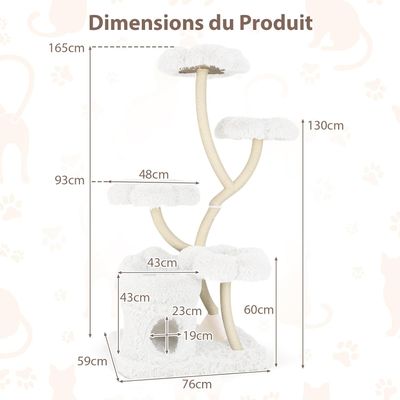 Giantex Arbre à Chat Design Incurvé,XXL avec Griffoir en Sisal