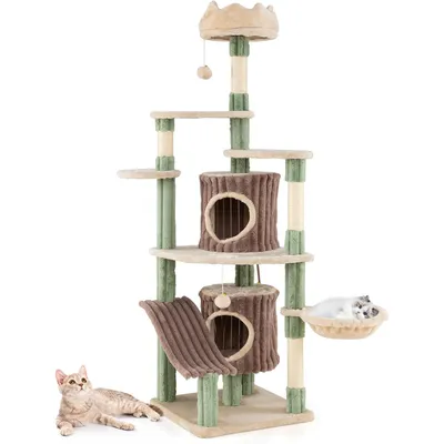 GIANTEX Arbre a Chat Hauteur 151CM,XXL avec 7 Griffoirs en Sisal