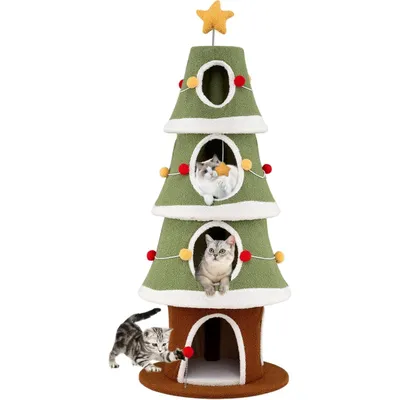 Giantex Arbre a Chat Sapin de Noel,avec Condos Confortable à 4 Niveaux