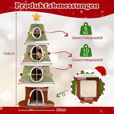 Giantex Kratzbaum „Weihnachtsbaum“ Mit Gemütlichen Häuschen Auf 4 Ebenen Giantex Kratzbaum „Weihnachtsbaum“ Mit Gemütlichen Häuschen Auf 4 Ebenen
