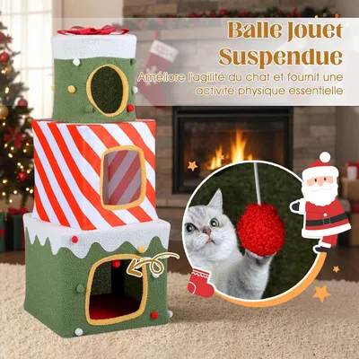 Giantex Arbre a Chat Sapin de Noel,avec Condos Confortable à 4 Niveaux Giantex Arbre a Chat Sapin de Noel,avec Condos Confortable à 4 Niveaux