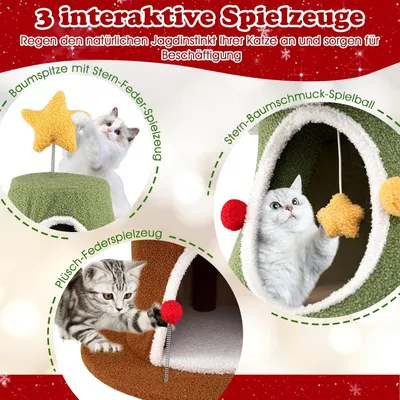Giantex Kratzbaum „Weihnachtsbaum“ Mit Gemütlichen Häuschen Auf 4 Ebenen Giantex Kratzbaum „Weihnachtsbaum“ Mit Gemütlichen Häuschen Auf 4 Ebenen