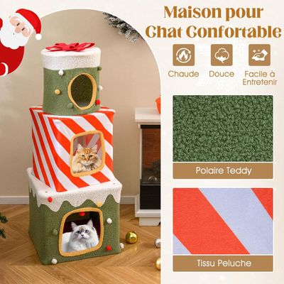 Giantex Arbre a Chat Sapin de Noel,avec Condos Confortable à 4 Niveaux