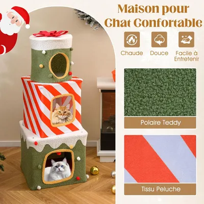 Giantex Arbre a Chat Sapin de Noel,avec Condos Confortable à 4 Niveaux Giantex Arbre a Chat Sapin de Noel,avec Condos Confortable à 4 Niveaux