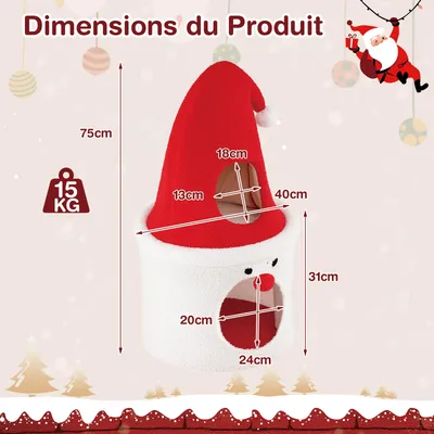 GIANTEX Arbre a Chat Maison avec Perchoir Supérieur Rembourré