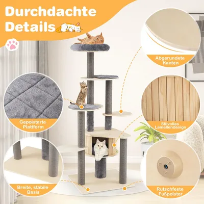 Giantex Mehrstufiger Kratzbaum Mit Oberer Sitzplattform Giantex Mehrstufiger Kratzbaum Mit Oberer Sitzplattform