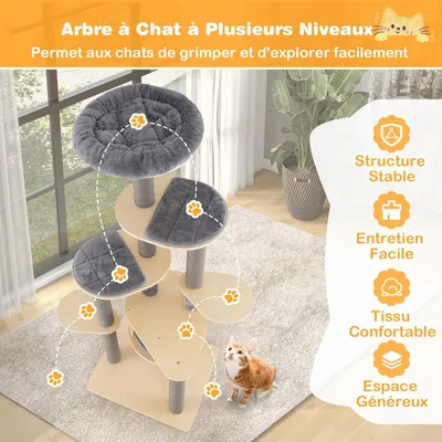 Giantex Arbre à Chat Multi-Niveaux,avec Perchoir Supérieur Giantex Arbre à Chat Multi-Niveaux,avec Perchoir Supérieur
