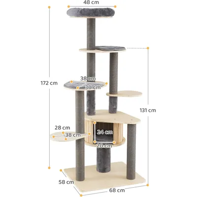Giantex Mehrstufiger Kratzbaum Mit Oberer Sitzplattform Giantex Mehrstufiger Kratzbaum Mit Oberer Sitzplattform