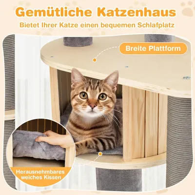 Giantex Mehrstufiger Kratzbaum Mit Oberer Sitzplattform Giantex Mehrstufiger Kratzbaum Mit Oberer Sitzplattform