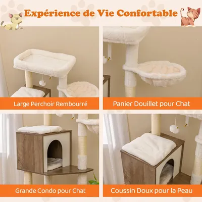 Giantex Meuble Litiere Chat Hauteur 155 CM, Arbre a Chat avec Niche Giantex Meuble Litiere Chat Hauteur 155 CM, Arbre a Chat avec Niche