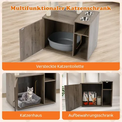 Giantex Katzenschrank Mit Katzenbaum, Höhle Und Futternäpfen Giantex Katzenschrank Mit Katzenbaum, Höhle Und Futternäpfen