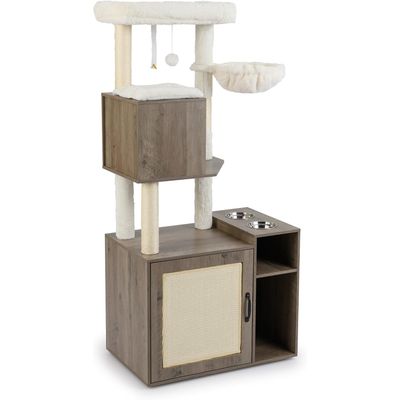 Giantex Meuble Litiere Chat Hauteur 155 CM, Arbre a Chat avec Niche