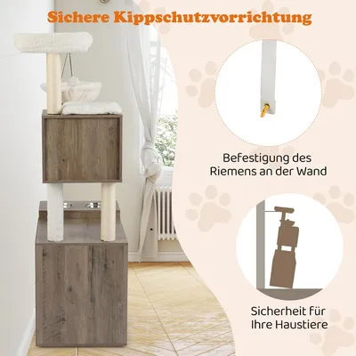 Giantex Katzenschrank Mit Katzenbaum, Höhle Und Futternäpfen Giantex Katzenschrank Mit Katzenbaum, Höhle Und Futternäpfen