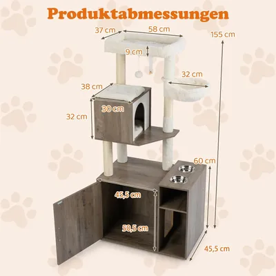 Giantex Katzenschrank Mit Katzenbaum, Höhle Und Futternäpfen Giantex Katzenschrank Mit Katzenbaum, Höhle Und Futternäpfen