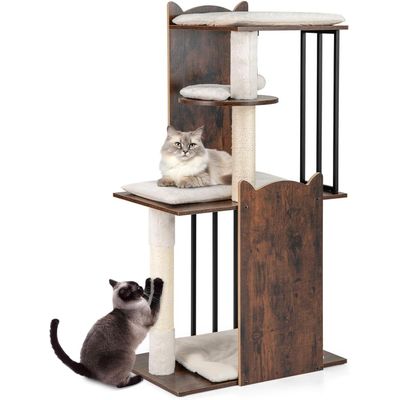 Giantex Arbre a Chat à Plusieurs Niveaux en Bois, 60 x 40 x 112 CM