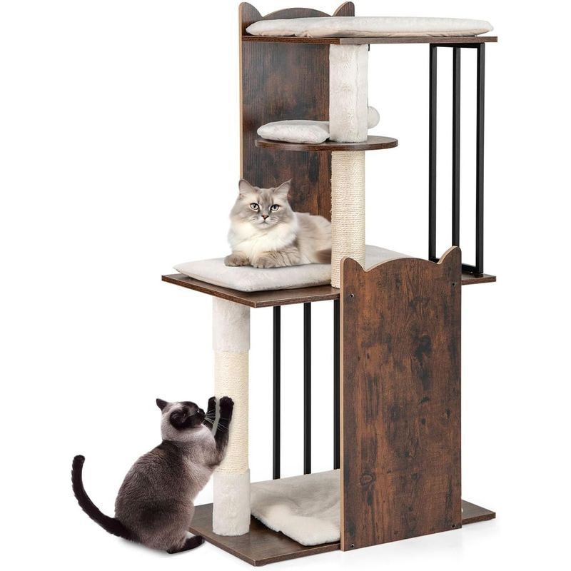 Giantex Mehrstöckiger Katzenbaum Mit Sisalpfosten Und Spielzubehör