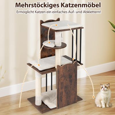 Giantex Mehrstöckiger Katzenbaum Mit Sisalpfosten Und Spielzubehör