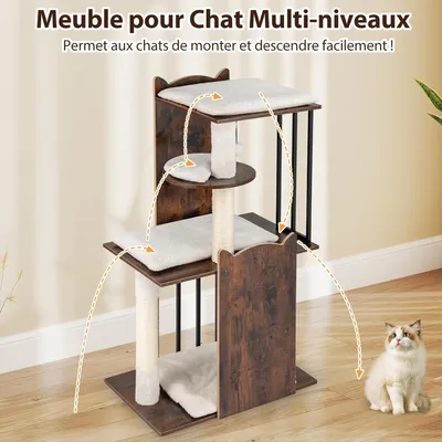 Giantex Arbre a Chat à Plusieurs Niveaux en Bois, 60 x 40 x 112 CM Giantex Arbre a Chat à Plusieurs Niveaux en Bois, 60 x 40 x 112 CM