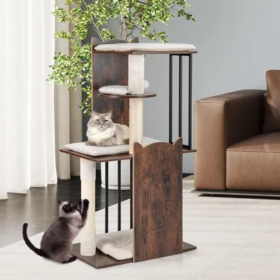Giantex Arbre a Chat à Plusieurs Niveaux en Bois, 60 x 40 x 112 CM Giantex Arbre a Chat à Plusieurs Niveaux en Bois, 60 x 40 x 112 CM