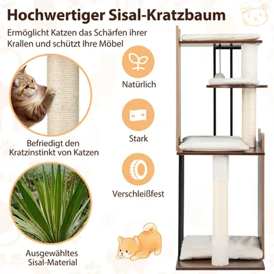 Giantex Mehrstöckiger Katzenbaum Mit Sisalpfosten Und Spielzubehör Giantex Mehrstöckiger Katzenbaum Mit Sisalpfosten Und Spielzubehör