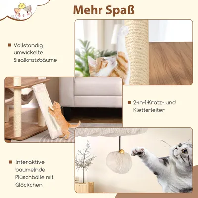 Giantex Kratzbaum Mit 3 Gepolsterten Sitzstangen Aus Holz Und Hängematte Giantex Kratzbaum Mit 3 Gepolsterten Sitzstangen Aus Holz Und Hängematte