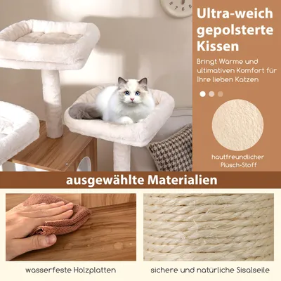 Giantex Kratzbaum Mit 3 Gepolsterten Sitzstangen Aus Holz Und Hängematte Giantex Kratzbaum Mit 3 Gepolsterten Sitzstangen Aus Holz Und Hängematte