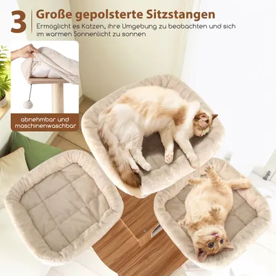 Giantex Kratzbaum Mit 3 Gepolsterten Sitzstangen Aus Holz Und Hängematte Giantex Kratzbaum Mit 3 Gepolsterten Sitzstangen Aus Holz Und Hängematte