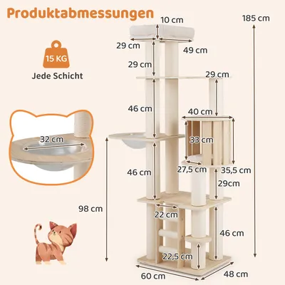 Giantex Mehrstufiger Aktivitätskratzbaum Mit Höhle Und Stabilem Stand