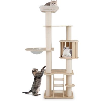Giantex Arbre a Chat XXL 185 CM Hauteur avec Perchoir Rembourré