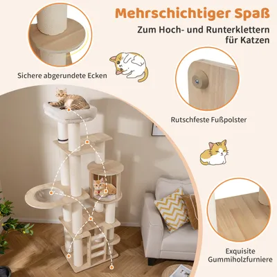 Giantex Mehrstufiger Aktivitätskratzbaum Mit Höhle Und Stabilem Stand
