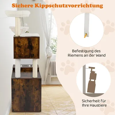 Giantex Katzenschrank Mit Katzenbaum, Höhle Und Futternäpfen Giantex Katzenschrank Mit Katzenbaum, Höhle Und Futternäpfen