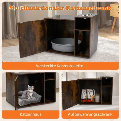 Giantex Katzenschrank Mit Katzenbaum, Höhle Und Futternäpfen Giantex Katzenschrank Mit Katzenbaum, Höhle Und Futternäpfen