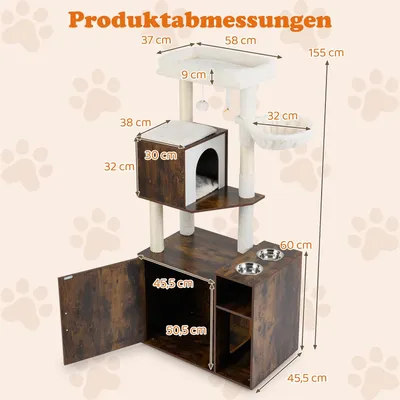 Giantex Katzenschrank Mit Katzenbaum, Höhle Und Futternäpfen Giantex Katzenschrank Mit Katzenbaum, Höhle Und Futternäpfen