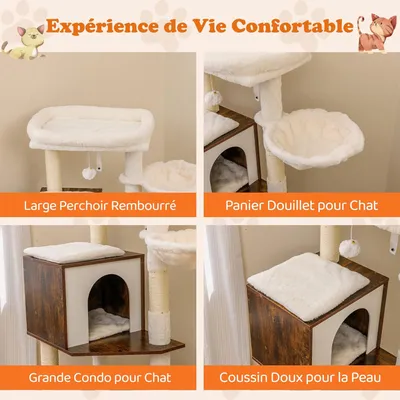 Giantex Meuble Litiere Chat Hauteur 155 CM, Arbre a Chat avec Niche Giantex Meuble Litiere Chat Hauteur 155 CM, Arbre a Chat avec Niche
