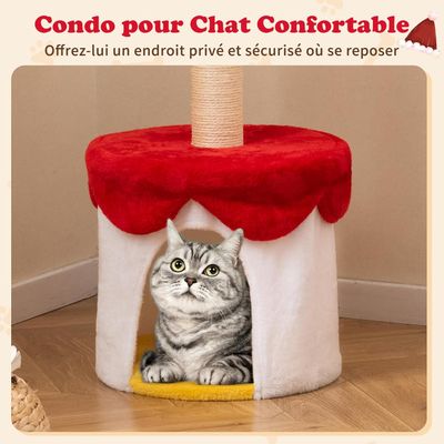 Giantex Arbre à Chat de Noël 3 Niveaux,Perchoir Supérieur,Condo Grand