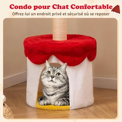 Giantex Arbre à Chat de Noël 3 Niveaux,Perchoir Supérieur,Condo Grand