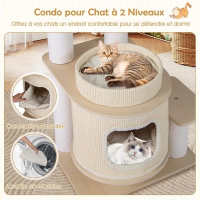 Giantex Arbre a Chat Hauteur 151CM,XXL avec 7 Griffoirs en Sisal