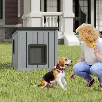 Giantex Niche pour Chat Exterieur/Interieur en Plastique,2 Portes