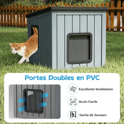 Giantex Niche pour Chat Exterieur/Interieur en Plastique,2 Portes