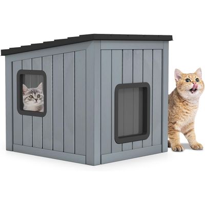 Giantex Niche pour Chat Exterieur/Interieur en Plastique,2 Portes