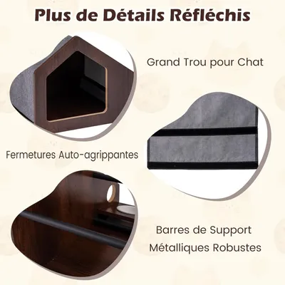 Giantex Niche Chat,2 Gamelles Chats Céramique,Entrée Grand,Toit Amovible