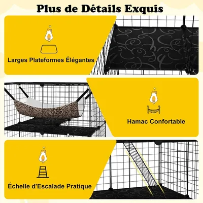 Giantex Cage pour chat d'intérieur, en métal, avec 3 portes et 2 échelles