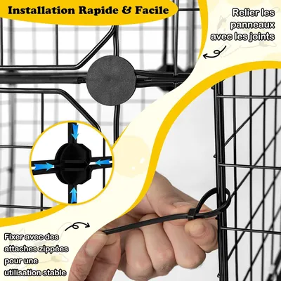 Giantex Cage pour chat d'intérieur, en métal, avec 3 portes et 2 échelles