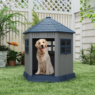 Giantex Niche pour Chien Exterieur/Interieur en Style Grange cages