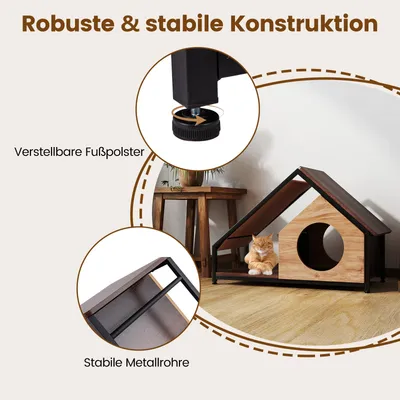 Giantex Holz-Katzenhäuschen, 2 Eingänge, Veranda, Abnehmbares Dach Giantex Holz-Katzenhäuschen, 2 Eingänge, Veranda, Abnehmbares Dach