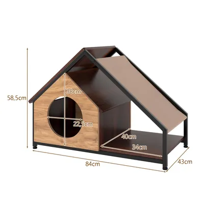 Giantex Holz-Katzenhäuschen, 2 Eingänge, Veranda, Abnehmbares Dach Giantex Holz-Katzenhäuschen, 2 Eingänge, Veranda, Abnehmbares Dach
